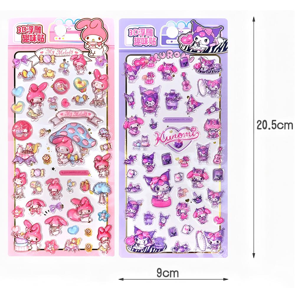 Милые 3D Хрустальные Наклейки Sanrio Эстетичные Мультяшные Декоративные Наклейки Почакко Синнаморолл Моя Мелоди Куроми Рельефная Наклейка