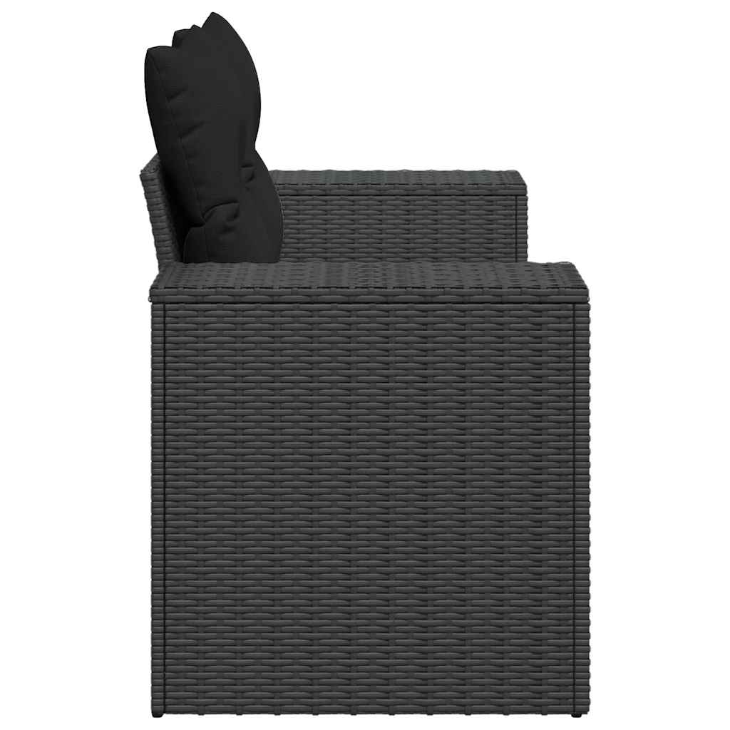 Vidaxl Sofa Ogrodowa Z Poduszkami, 2-Osobowa, Czarna, Polirattan