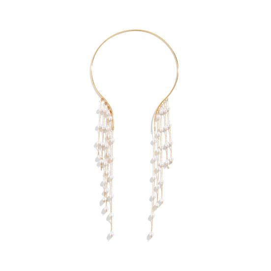 Длинный металлический открытый чокер с кисточками, звездой, искусственным жемчугом, бусины, воротник-кисточка, ожерелье на ключицу, украшения для груди и тела для женщин