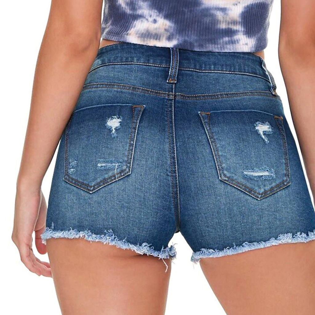 Модные женские карманные однотонные джинсы джинсовые брюки женские повседневные шорты с дырками