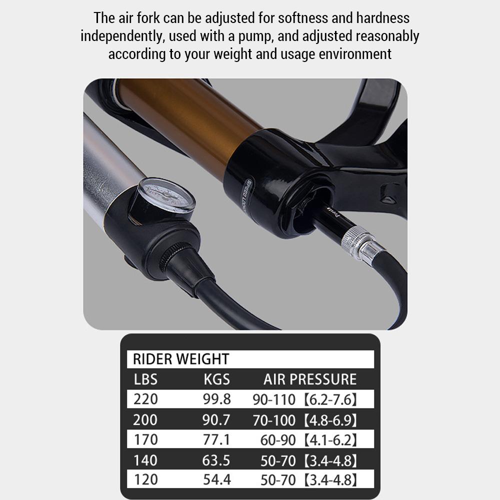 Воздушная передняя вилка для горного велосипеда Сверхлегкая 29 дюймов/27,5 дюймов/26 дюймов с дистанционным управлением из магниевого сплава
