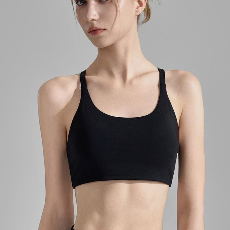 Спортивный бюстгальтер на тонких бретелях, с цветными блоками, с перекрещенной спинкой, короткое фитнес-белье, ударопрочный жилет для йоги