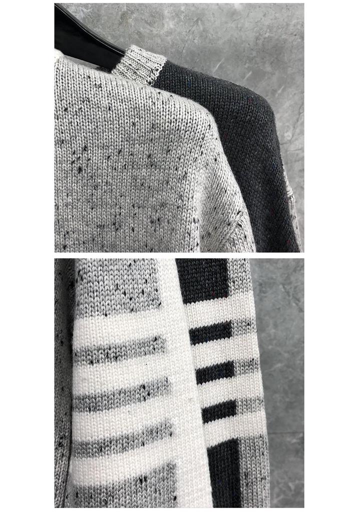 TIME BREATHE Women's Autumn Sesame Patchwork Sweater – Soft, Fluffy French Knit with Round Neck