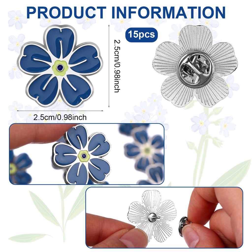 Значок-булавка «Незабудка» Памятные значки Оптом Празднование жизни Похоронные сувениры Болезнь Альцгеймера Деменция Цветок незабудки Значок на лацкан