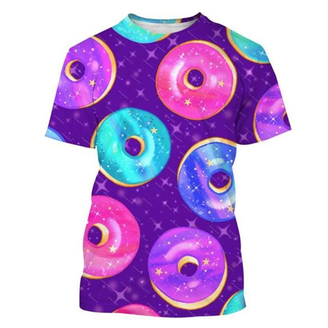 Летняя футболка с 3D принтом «Шоколадный пончик», модная уличная футболка, топы, унисекс, повседневные забавные футболки в стиле Харадзюку, одежда