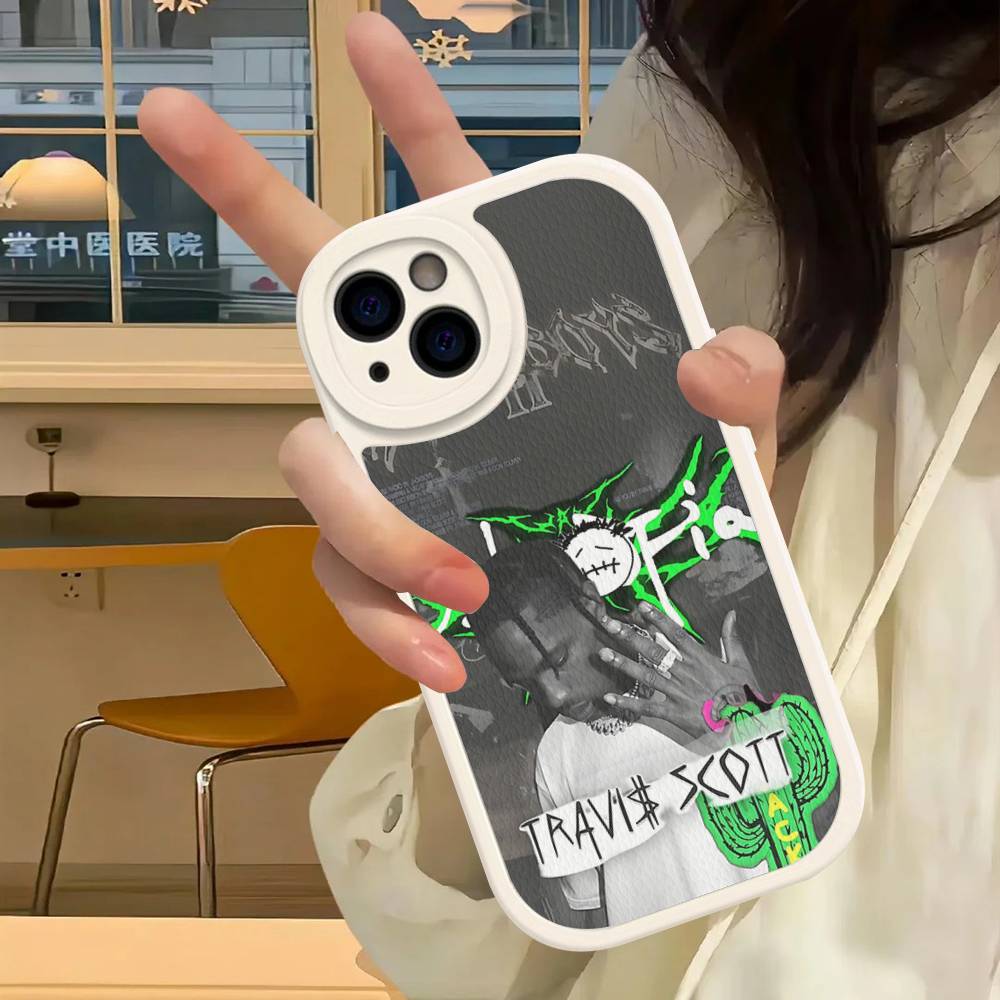 Чехол для телефона из кожи с изображением Трэвиса Скотта для iPhone 16 15 14 13 12 11 Pro Max Plus