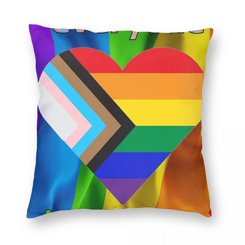 Everyone Is Welcome Lgbtq+ Pillowcase Polyester Linen Velvet Printed Zip Decor Pillow Case Room Cushion Cover 45X45