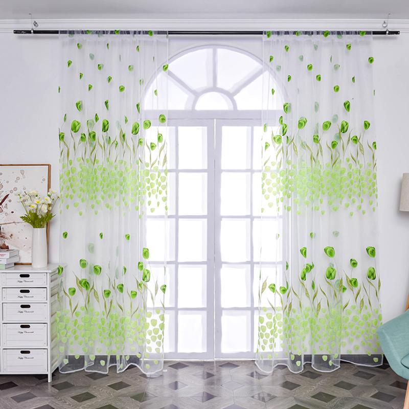 100*270 см Тюльпан Печатный Домашний Декор Вуаль Прозрачные Модные Шторы Для Окна Элегантные Шторы Для Экранирования Газовая Штора