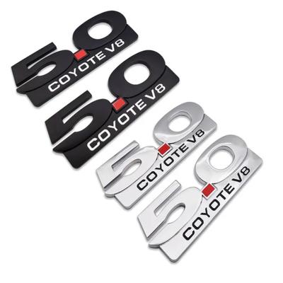2X хромированный металл 5,0 COYOTE V8 логотип эмблема 5.0L значок 3D наклейка на боковое крыло автомобиля наклейка подходит для M/ustang GT