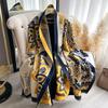 Retro Style Printing Imitation Cashmere Scarf Versatile Warm Shawl Women's Dual-purpose Neck Protection Scarf Fashion