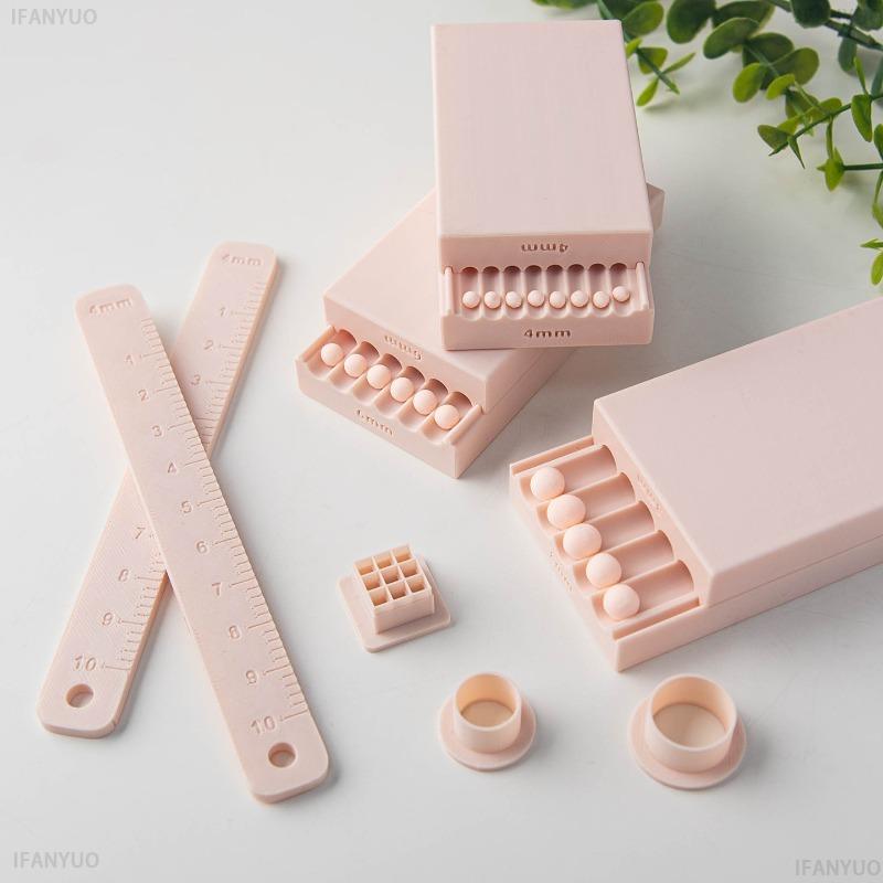 4-20mm Soft Ceramic Round Ball Rolling Mold Kit with Measuring Thickness Ruler Handmade DIY Jewelry Earring Polymer Clay Mould