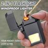 Rechargeable 2-in-1 Flashlight and Lighter with One Click Operation Suitable for Camping, Survival, Daily Carrying, Camping Equipment, Equipment