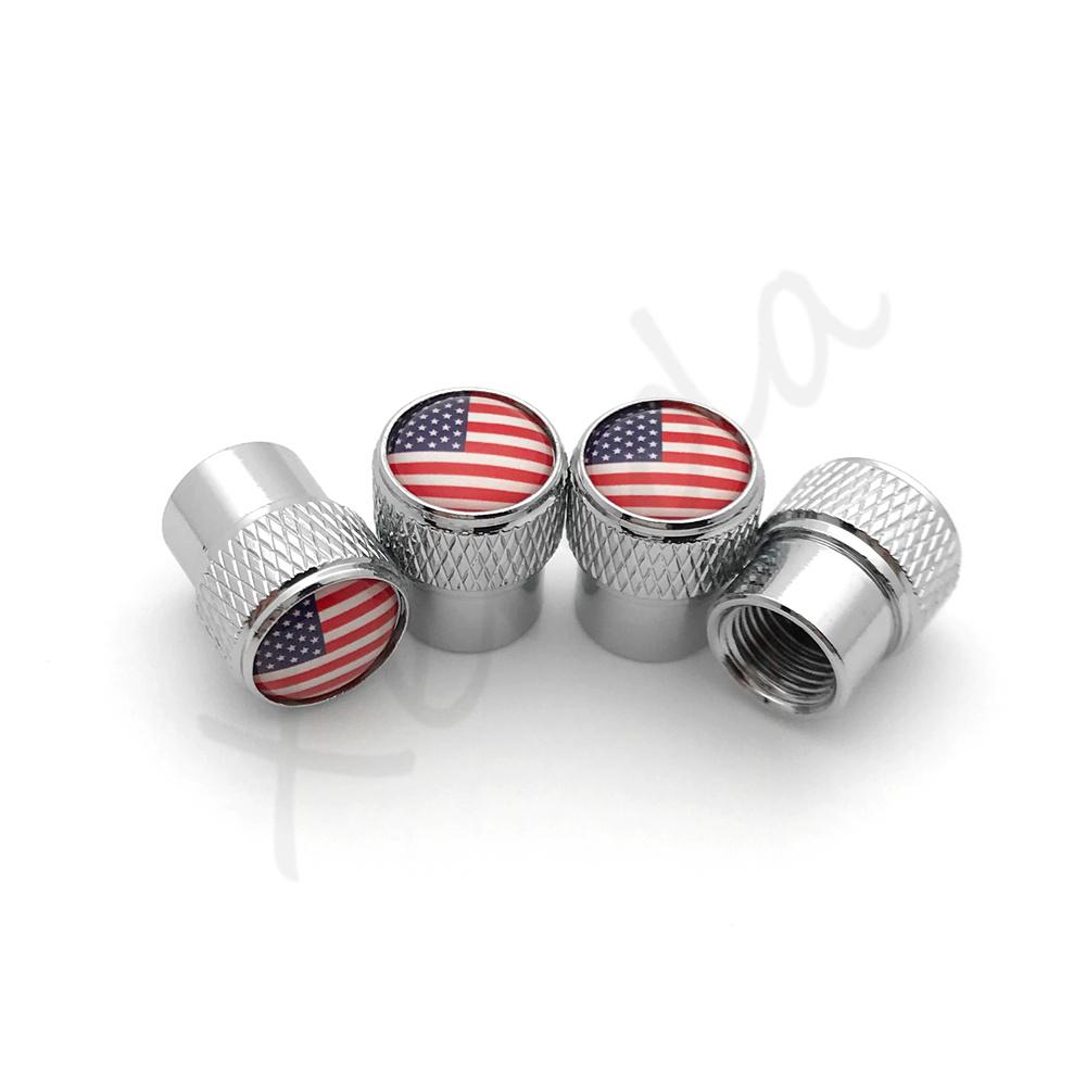 4Pcs USA US America Flags Logo Car Wheel Tire Valve Stem Caps Cover For Toyota Ford Chevrolet GMC VW Honda Jeep Auto Accessories