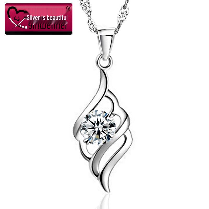 Ожерелье из стерлингового серебра 925 пробы с ангельским пером, украшения в корейском и европейском стиле, хрустальные подарки, Рождество.