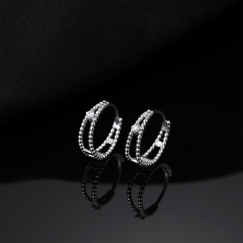 Серьги-кольца Banyan Tree S925 Silver Retro Double Hollow Hoop для женщин - Легкий роскошный дизайн высокого класса