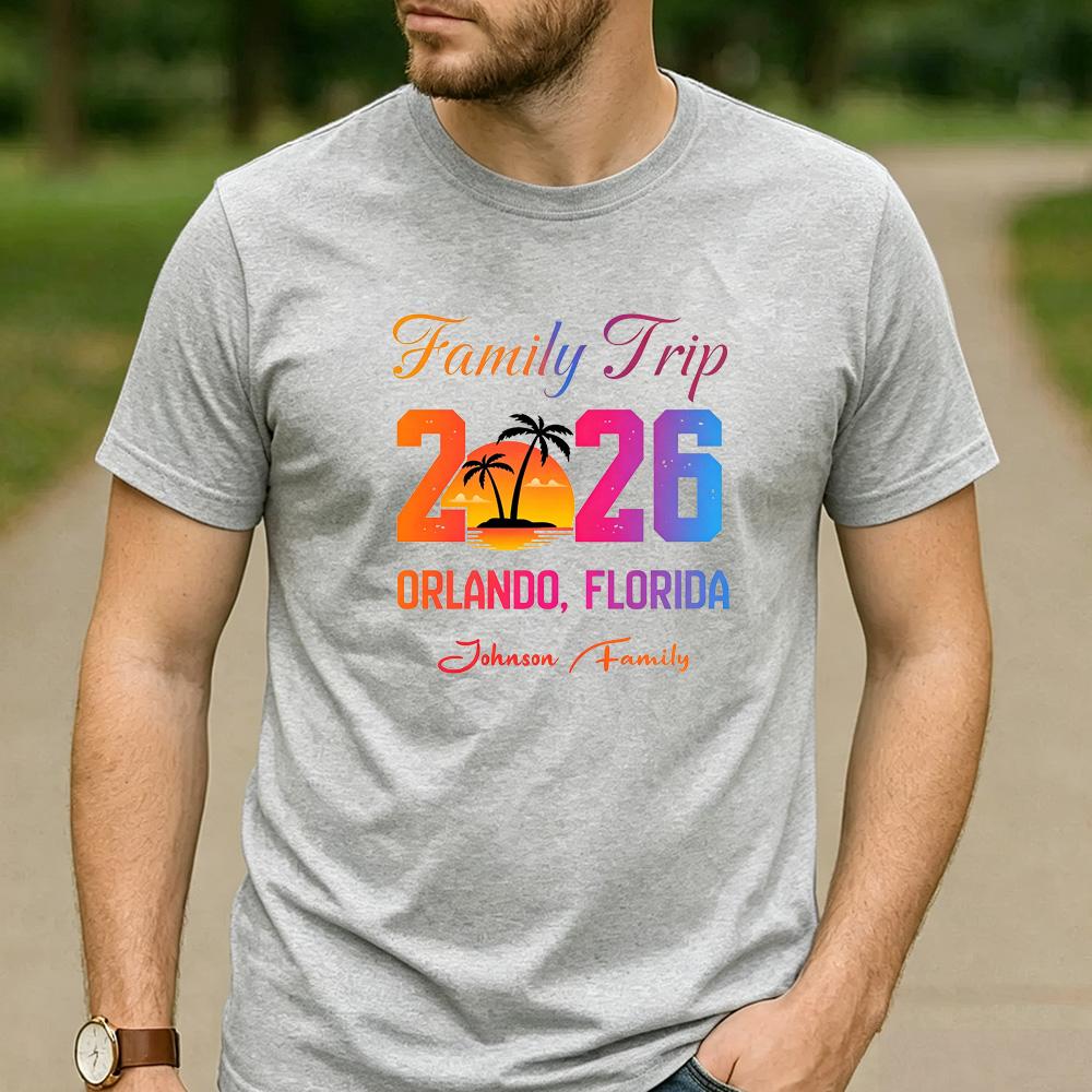 Summer Beach Vacation Streetwear Graphic T Shirt 2026 Orlando Florida Family Trip Print Unisex Fit Cotton Casual Outdoor Tee