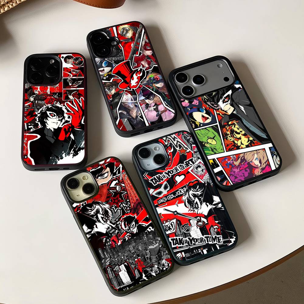 Игровой чехол P-Persona 5 Cool Black из силикона и твердого пластика для iPhone 17 Air 16 15 14 13 12 11 Pro Max PC TPU