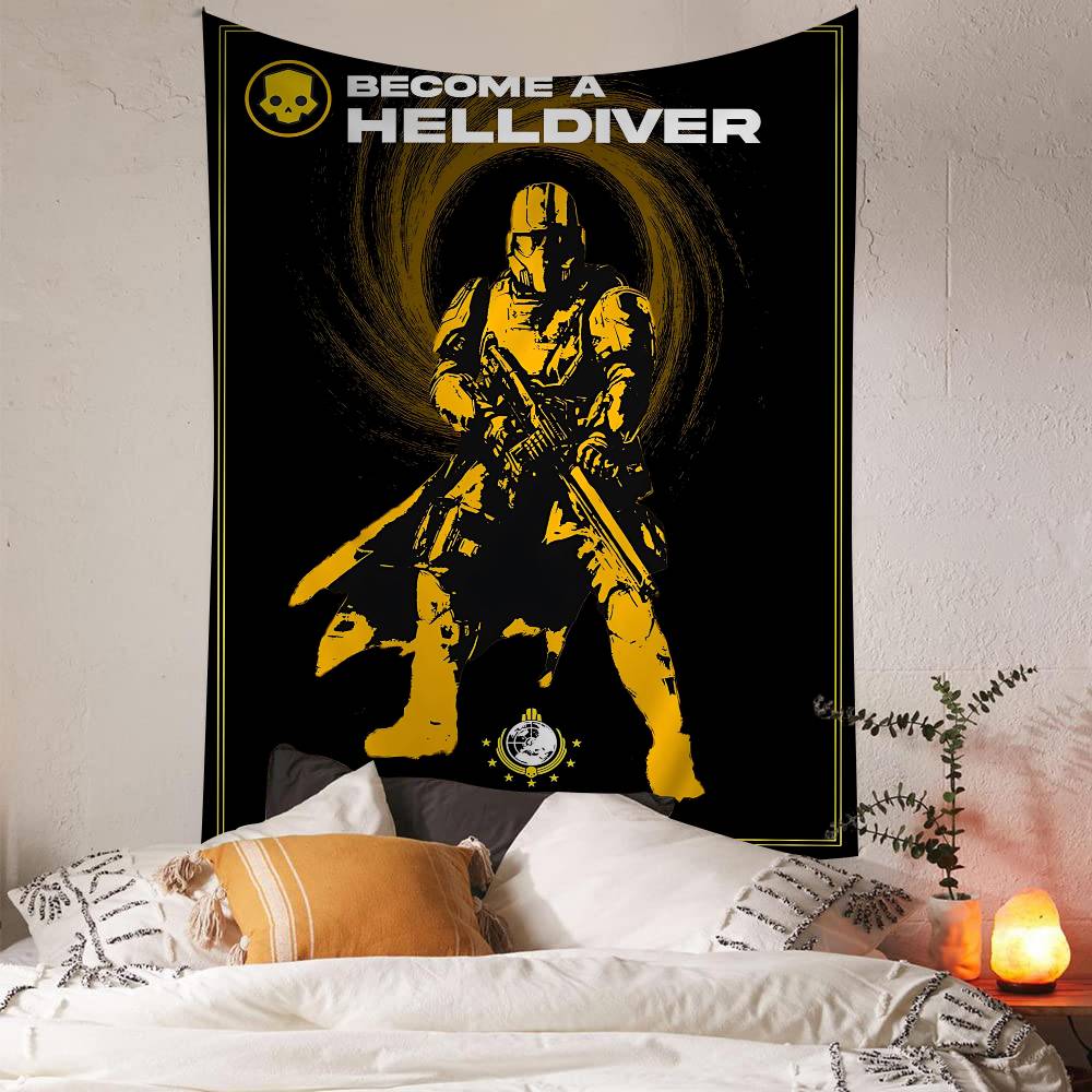 Классический фильм HHelldiver 2 Аниме Гобелен Хиппи Цветочные Настенные Ковры Декор Комнаты в Общежитии Дешевый Хиппи Настенный Подвес