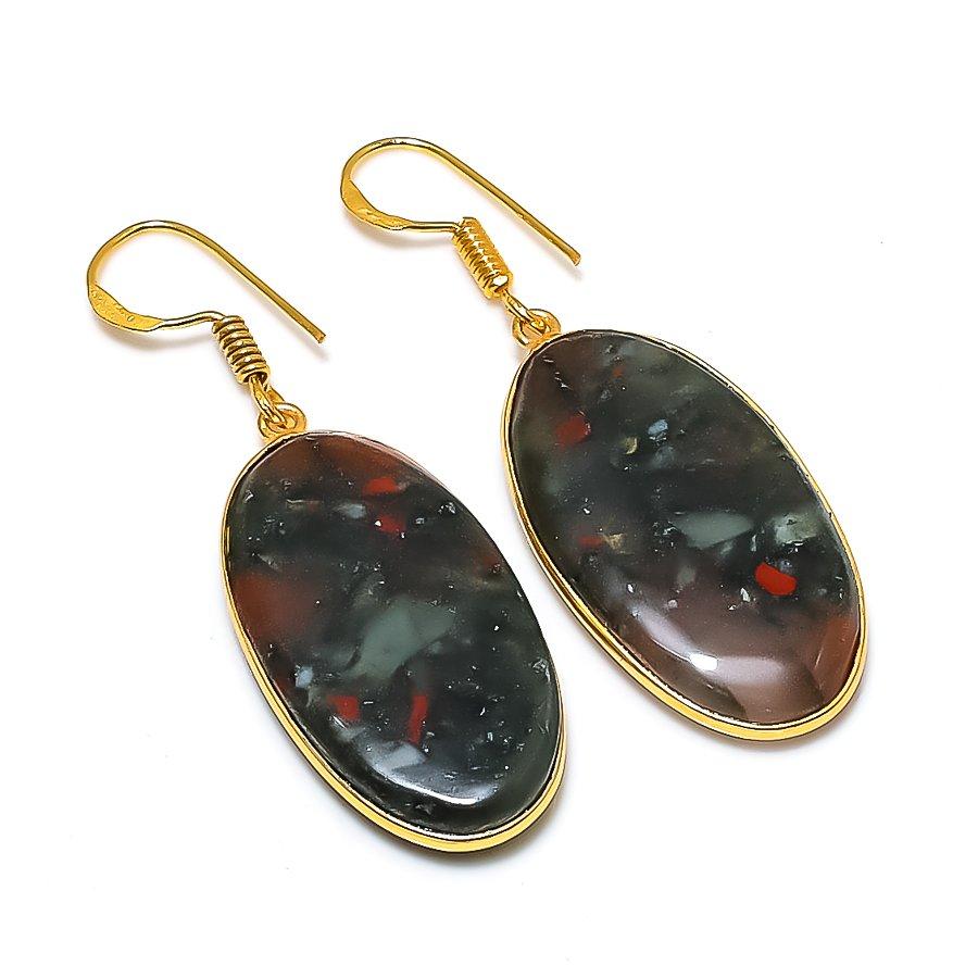 Boulder Opal Gemstone 925 Solid Sterling Silver Jewelry Earring 1.89" GK-5711
