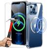 Case - E.F.CONNECTION - for iPhone 13 Pro Max - Transparent Silicone - Magnetic Ring - 2 Tempered Glasses