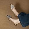 Women Flats Single Shoes Spring Autumn Solid Pu Rhinestone Shoes Casual Ladies Slip On Loafers Sliver Gold