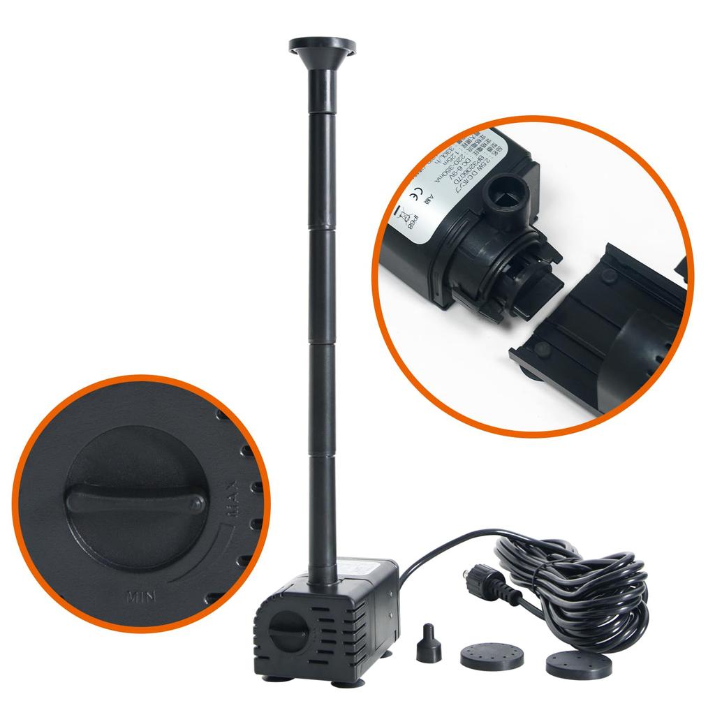 Great for cloudy days! GWSOLAR Hybrid "Smart" Solar Pump. Waters for approximately 3 hours after sunset on clear days! [7W solar panel, built-in 8.88W