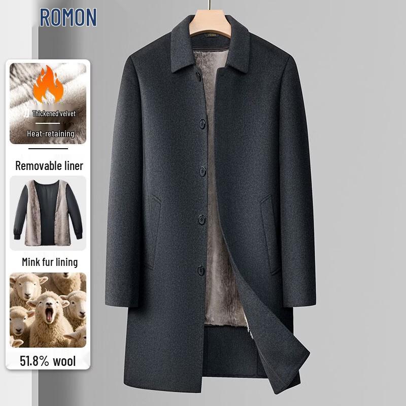 ROMON Мужское шерстяное пальто средней длины