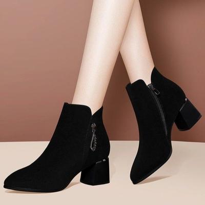 Модные женские короткие туфли на толстом каблуке, ботильоны на молнии с кисточками, ботинки большого размера, теплые, высокого качества, готическая мода 2025, ботильоны для женщин