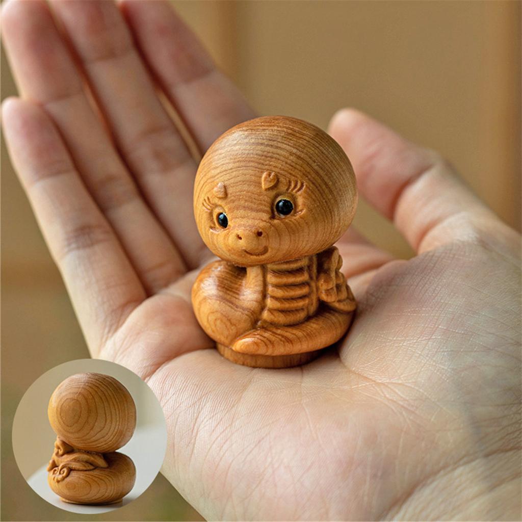 Мини резьба по дереву китайские новогодние украшения в виде змеи зодиакальная статуэтка змея животное декор офисный рабочий стол украшение автомобиля