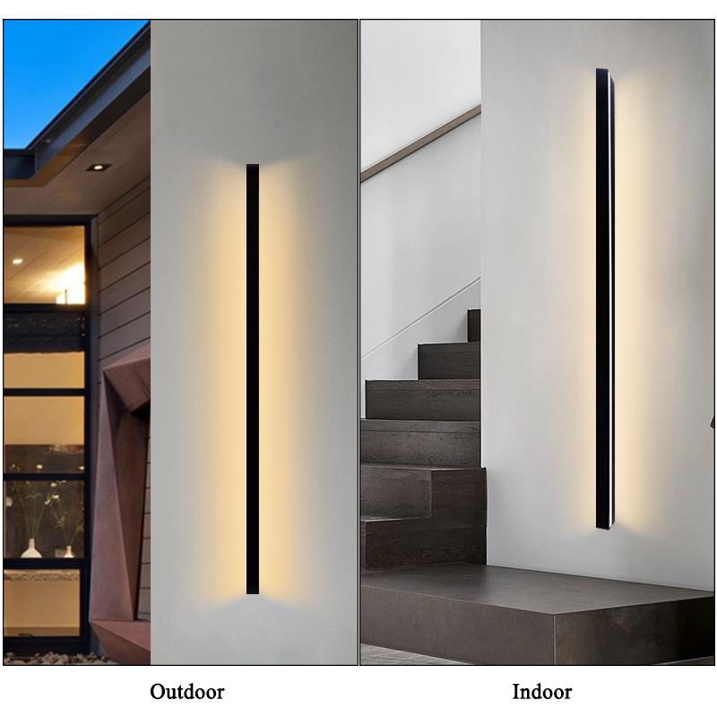 LED Lighting Wall Lamp IP65 Garden AC Long Wall Light Outdoor Waterproof Modern Long Strip 85-256v OutdoorDecoration