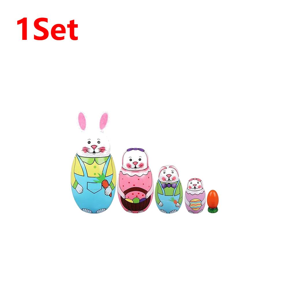 1-5X Easter Bunny Nesting Doll Dolls Toys Wooden Russian Nesting Doll Russian Nesting Stacking Dolls Home Bedroom Craft Supplie