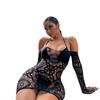 Sex underwear European and American solid color long-sleeved backless lace slim-fitting sexy hip-wrapped skirt