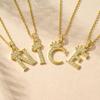 Gold-Plated Zircon Crown Letter Pendant Necklace - Women's Versatile Choker