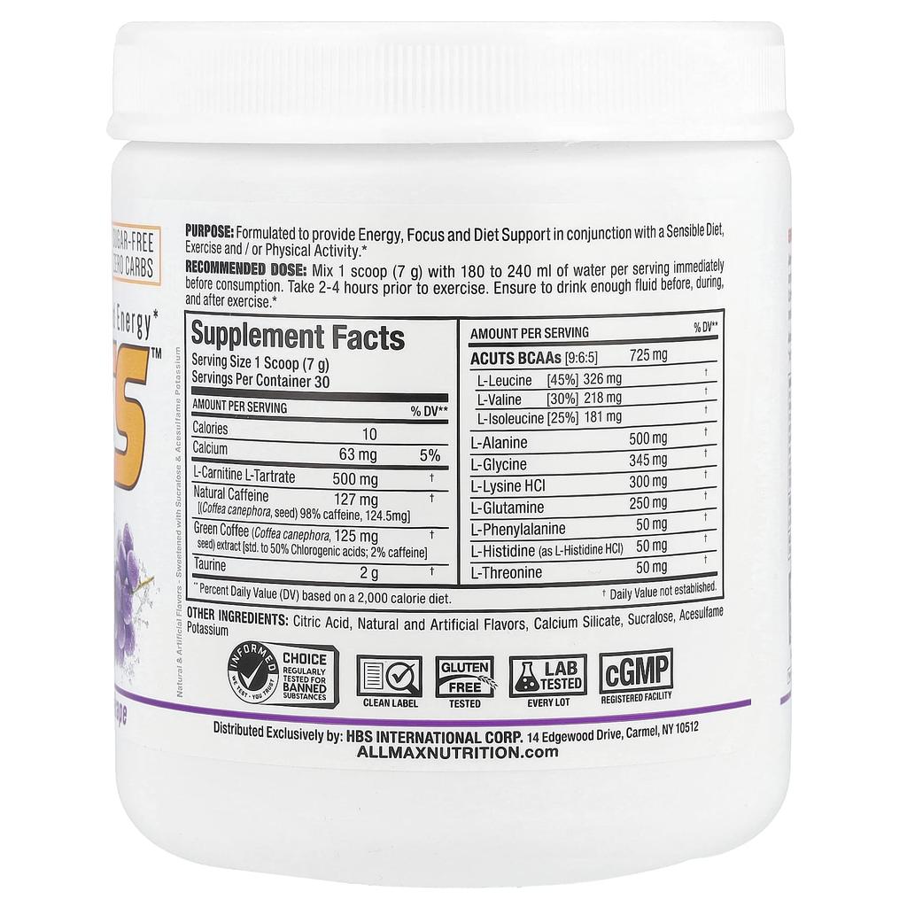 Acuts™, Amino Charge Energy, Grape Flavor, 210G (7.4Oz)