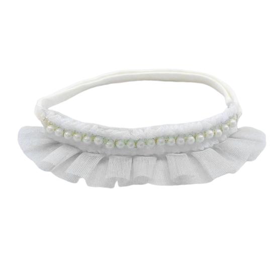 Handmade Lace Pet Wedding Bib with Adjustable Straps Pearl Embroidery Breathable Comfortable Pet Collar