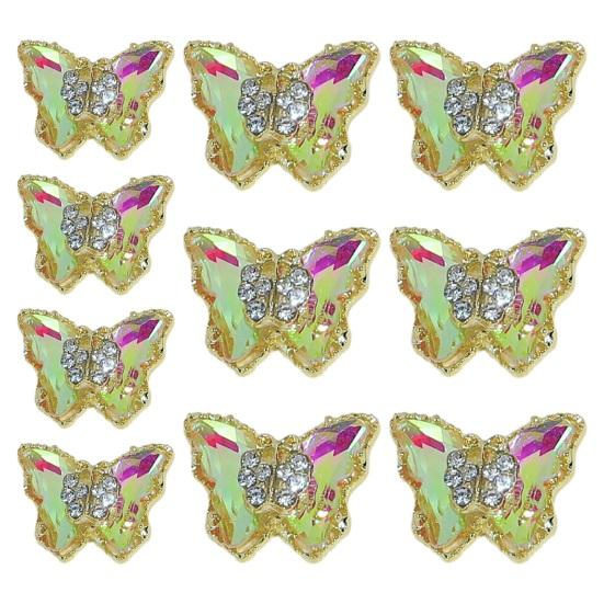 10 шт., ювелирные изделия для ногтей с бабочками, двухслойные сверкающие стразы, привлекательные украшения для дизайна ногтей, женские аксессуары