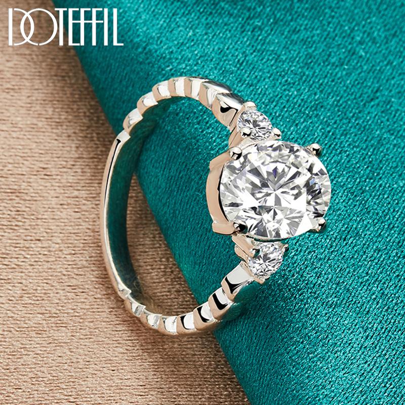 925 Sterling Silver AAA Zircon Ring, Fashionable Wedding Jewelry