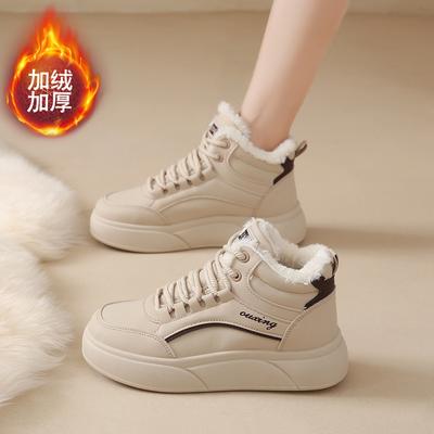 CRLAYDK Зимние новые женские высокие кроссовки с меховой подкладкой теплые повседневные удобные теннисные туфли на шнуровке классические прогулочные ботинки