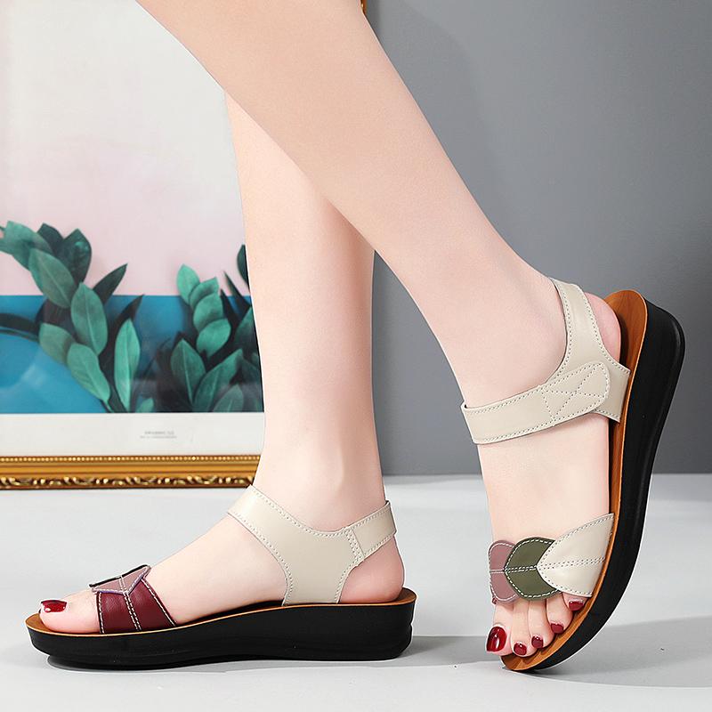 Женские летние римские сандалии на плоской подошве, нарядные повседневные сандалии с открытым носком для девочек, большие размеры