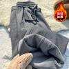Утепленные флисовые спортивные штаны, мужские свободные спортивные штаны американского модного бренда, теплые повседневные прямые брюки-клеш, одна единица для зимней распродажи