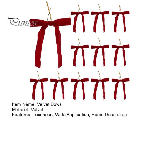 12 шт. рождественские бархатные банты, красные ленточные бархатные банты с золотыми завязками для украшения рождественской елки, гирлянды