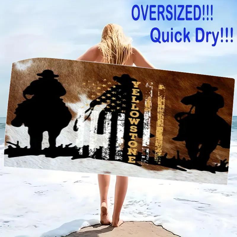 Yellowstone Print Beach Towel, Large Soft Quick Dry Towel for Beach Camping Swimming