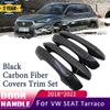 For VW Volkswagen SEAT Tarraco KN2 2018~ Black Carbon Fiber Door Handle Exterior Cover Trim Set Styling Car