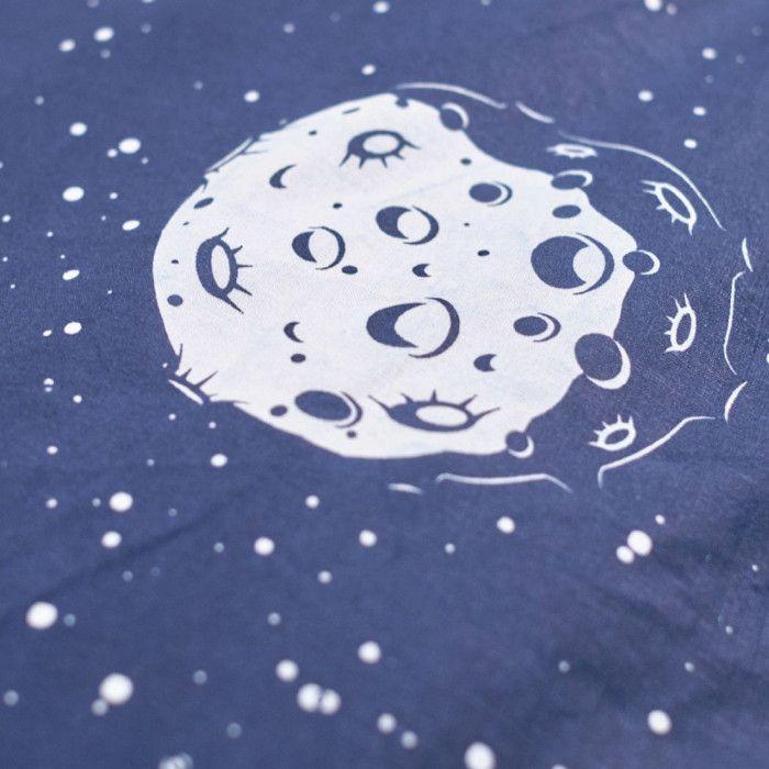 Parure de couette 140 x 200 "Happy Moon" Réversible 100% Coton / 57 Fils/cm²