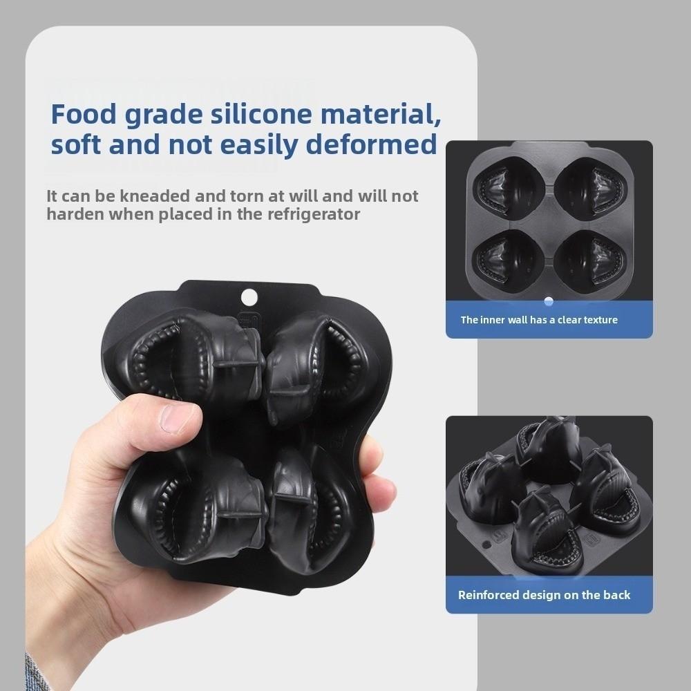 Shark Ice Ball Mold 4 Grids Ice Maker Funny Popsicle Molds  for Summer