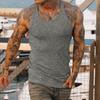 Rib Knitted Man Vests Summer Casual O-Neck Sleeveless Slim Stretch Sporty Tank Tops