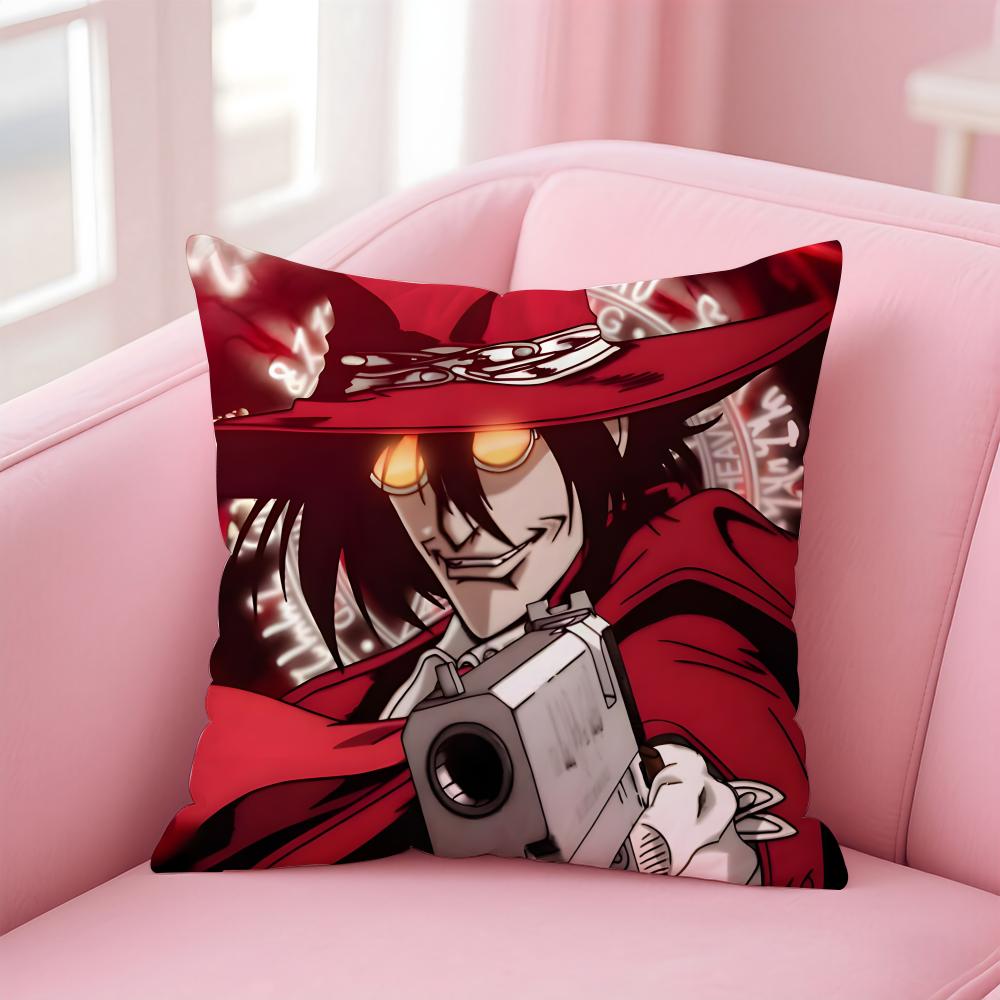 Dark Japanese Anime HHellsing Ultimate Cushion Cover Pillow Case Soft Skin Friendly Fabric  Concealed Zipper