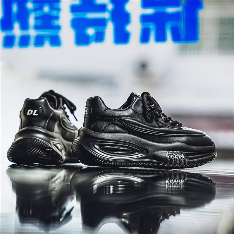 Мужская обувь весна новая удобная кожаная спортивная повседневная обувь красная универсальная трендовая толстая подошва увеличивающая рост папы модная обувь