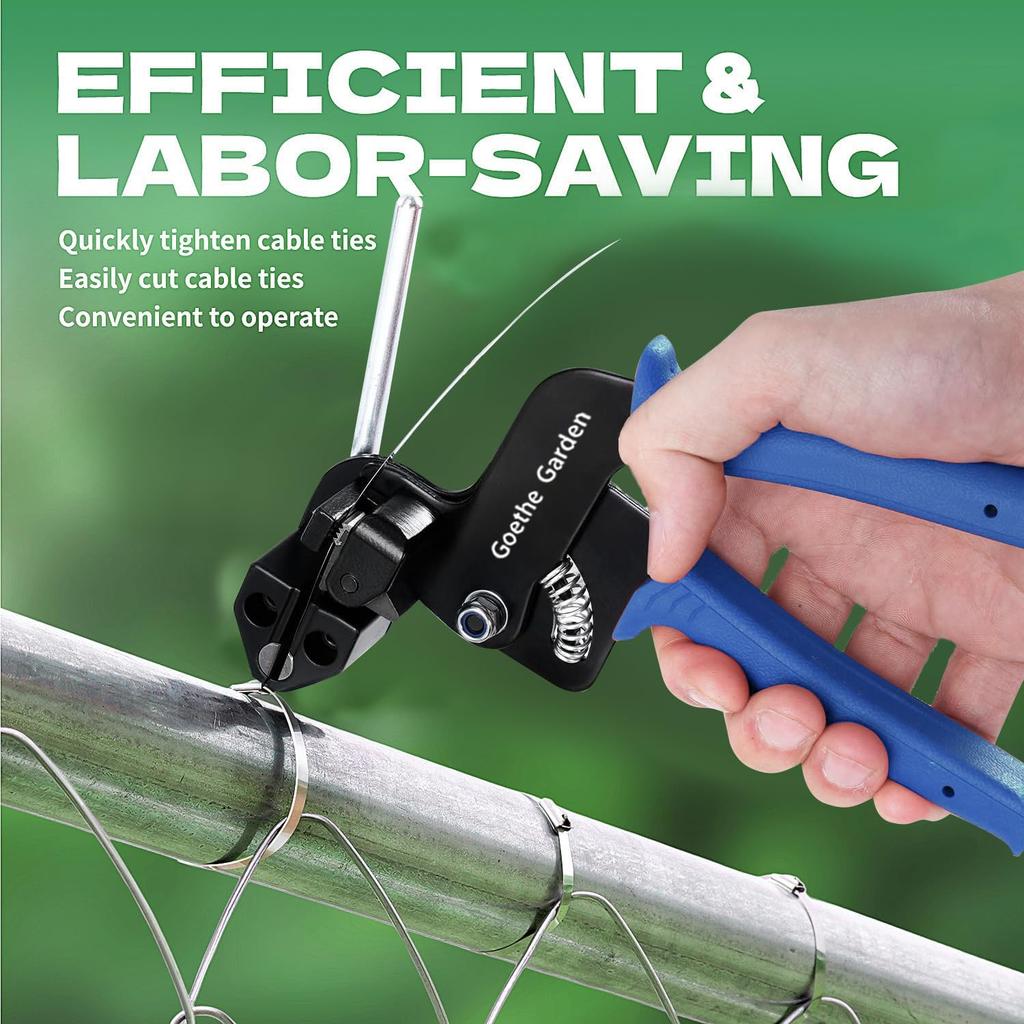Сад Гёте WCT322 Пистолет для стальных кабельных стяжек для затягивания и обрезки кабельных стяжек шириной 12 мм, 4 доступных размера, Многоцелевой пистолет для кабельных стяжек,