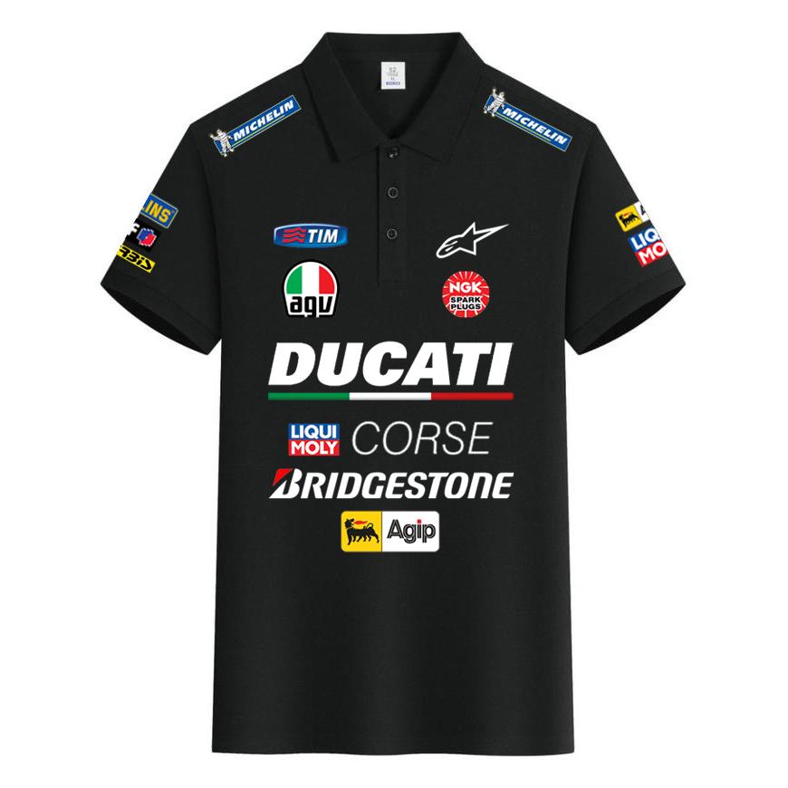 Ducati Поло Corse MotoGP Racing, Мужское Женское Повседневное с Коротким Рукавом и Полной Печатью Логотипов Спонсоров